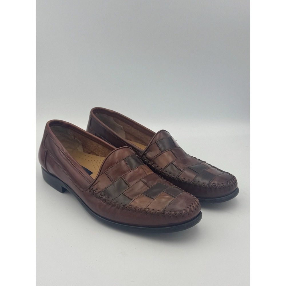Giorgio Brutini Brown Woven Leather Loafers 9.5D Old Money Preppy Classic